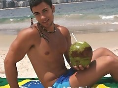 Sexy amateur hunks posing in their trunks on the beach